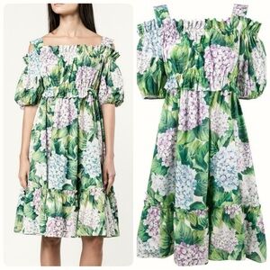 Hydrangea Print 100% Cotton Sun Dress XS